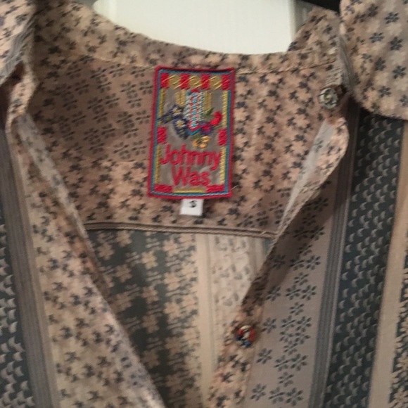 Johnny Was rare button down blouse pink/grey S - Picture 2 of 6